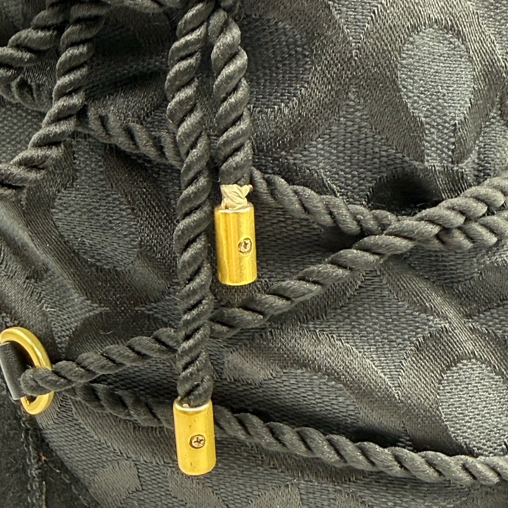 COACH Black Maisy Signature C Logo Monogram Wedge Boots Size 9.5 B - Picture 12 of 17
